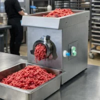 Hachoir a viande professionnel triphase double coupe en inox aisi 304