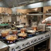 Feux Vifs à Gaz en Inox 10 Brûleurs