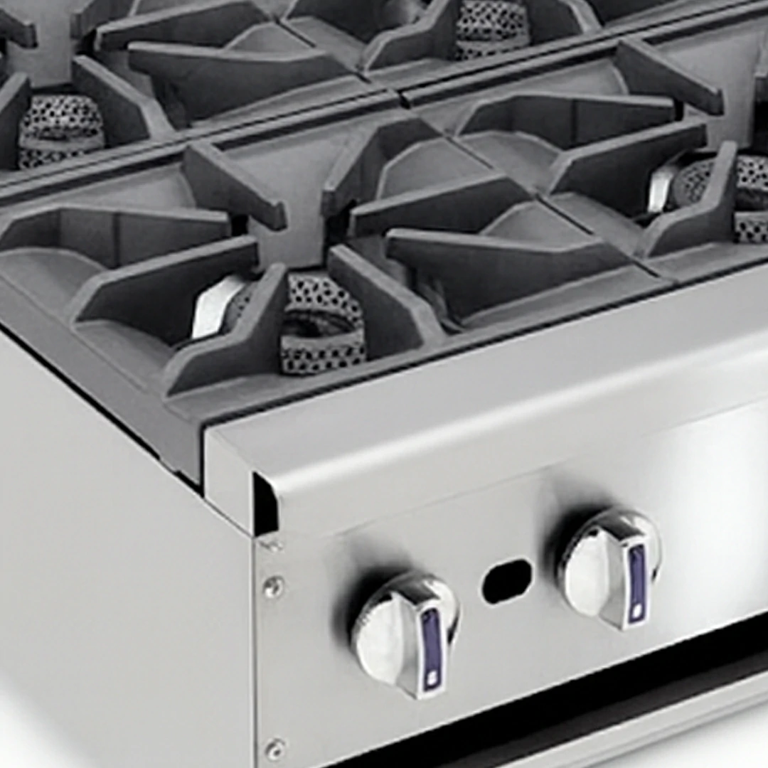 Feux vifs à gaz pour comptoir en inox 6 feux