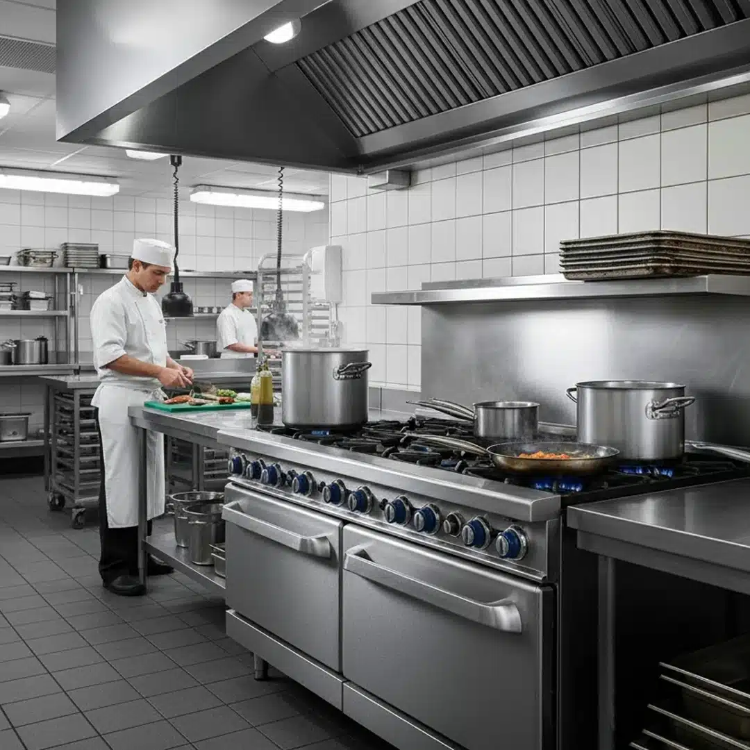 Fourneau Professionnel 10 Feux Vifs sur 2 Fours à Gaz