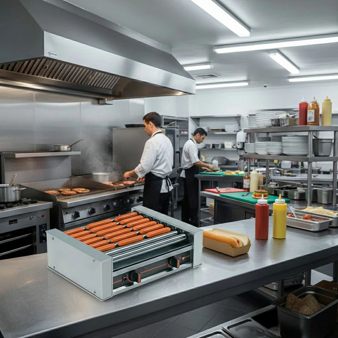 Grill saucisses rotatif pour 18 hot-dogs