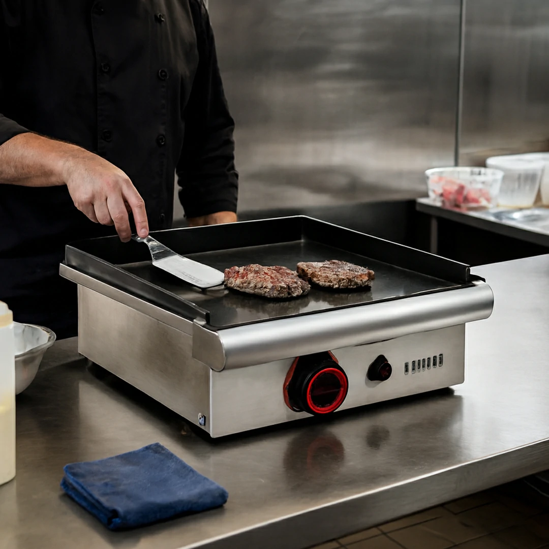 Plaque à snacker à gaz lisse en acier série ECO 1