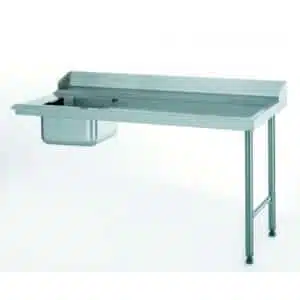 Table d'entrée standard avec bac, adossée, raccordable à gauche, largeur 760 mm