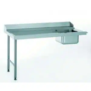 Table d'entrée standard avec bac, raccordable à droite, largeur 760 mm