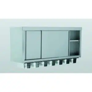 Armoire suspendue portes coulissantes, 7 bacs GN 1/3, acier inoxydable, largeur 400 mm