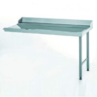 Table de glissement avec plage arrière et dosseret sur-mesure, acier inoxydable 4 pieds largeur 700 à 759 mm