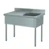 Plonge à batterie acier inoxydable adossée 1 bac à droite 1 égouttoir à gauche L 1500 x l 800 x H 900 mm