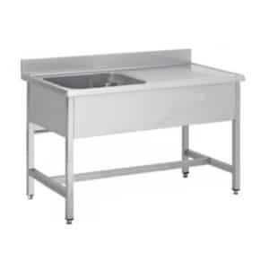 Plonge démontable pieds carrés sans étagère, 1 bac, inox AISI 304, L 700 x P 700 x H 850 mm