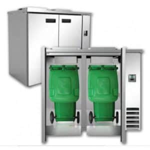 Poubelle réfrigérée, en inox, 2 portes, 660 L