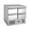 Desserte centrale type saladette dessus inox, réfrigérée, 4 tiroirs GN1/2, inox
