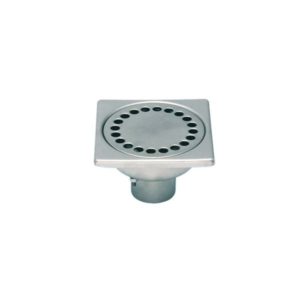 Siphon sans platine avec grilles inox, 100 x 100 mm, sortie verticale, Ø 110 mm