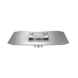 Siphon en acier inox, 100 x 100 mm, sortie verticale, Ø 40 mm