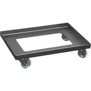 Chariot manutention pour bacs 600 x 400 mm , inox AISI 304 , Sans barre de poussée ,L 615 x P 415 x H 120 mm