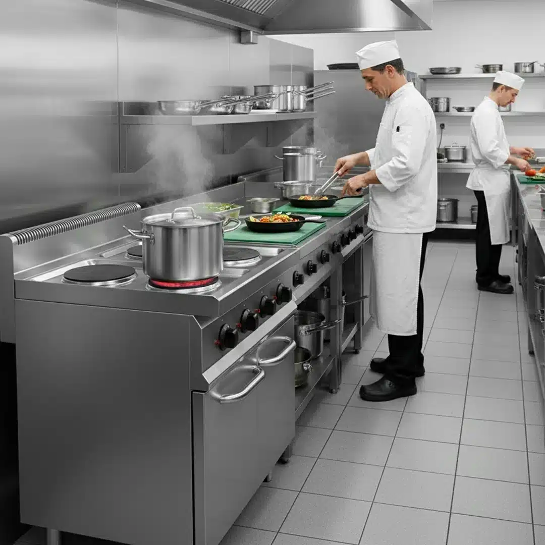 Fourneau électrique avec plaque de cuisson en fonte