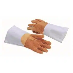 Gants de protection thermique 5 doigts, en cuir marron, longueur 380 mm