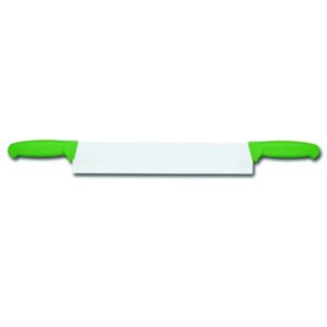 Couteau à fromage droit 2 manches, manche polypropylène vert, L lame 400 mm