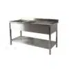 Plonge soudée 2 bacs, avec égouttoir a droite, acier inox, L 1400 x P 600 x H 900 mm