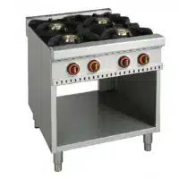 Cuisinière à Gaz 4 Brûleurs en Acier Inox