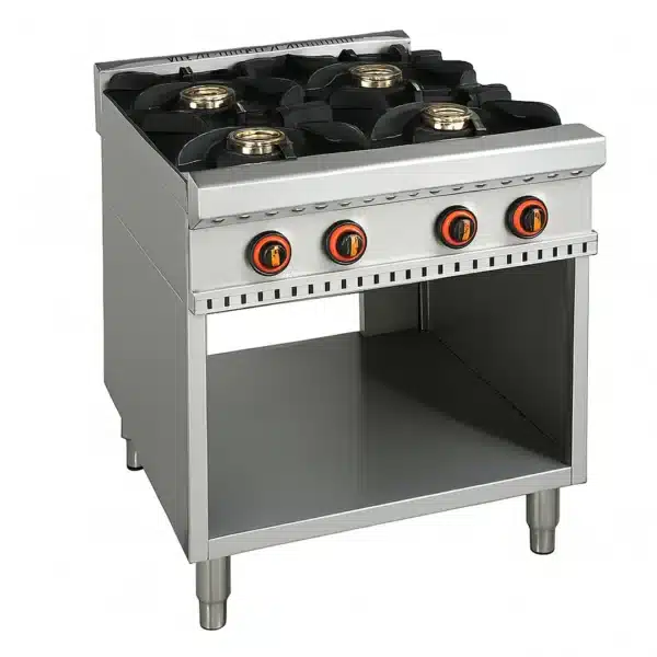 Cuisinière à Gaz 4 Brûleurs en Acier Inox