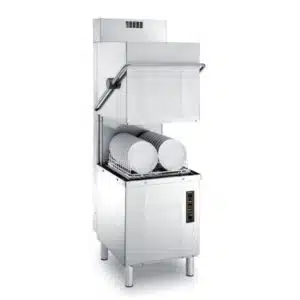 Lave-vaisselle à capot double paroi avec pompe de vidange et récupérateur de chaleur, en acier inox AISI 304, 8900 W