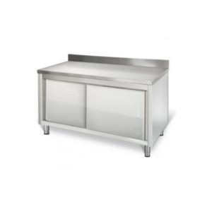 Placard inox, adossée, portes coulissantes, P 600 mm