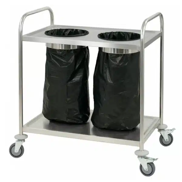Chariot porte poubelle en inox