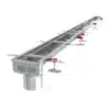 Caniveau grille sortie verticale L 8000 mm