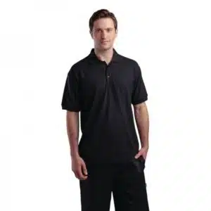 Polo unisexe noir, polyester-coton