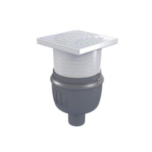 Siphon Showerdrain Easyflow Plastique, couv Sphere 150x150, inox 304 brillante, sortie verticale, DN50, GE50mm