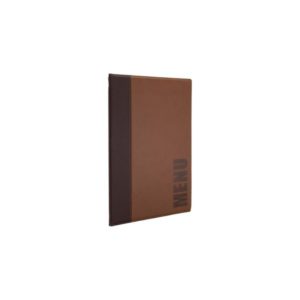 Protège-menu contemporain Securit marron clair, cuir synthétique