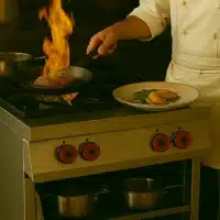 Cuisinière à gaz, avec 4 brûleurs, sans portes
