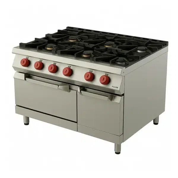 Cuisinière à gaz professionnelle 6 brûleurs