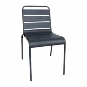 Chaise à lattes en acier, Bolero, grise, lot de 4