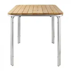Table carrée en frêne et aluminium Bolero, 700 mm