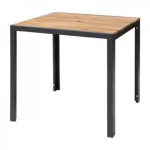 Table carrée Bolero, en acier et acacia, 800 mm