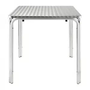 Table carrée empilable Bolero, en acier inoxydable, 700 mm