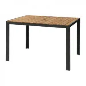 Table rectangulaire en acier et acacia Bolero, L 1200 mm