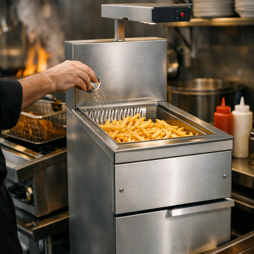 Bac de salage et option friteuse avec bac égouttoir et salage