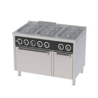 Fourneau à gaz basic 6 feux série 750 avec four à gaz GN 2/1 et un placard neutre