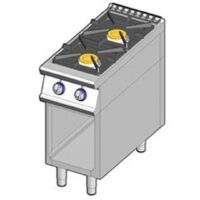 Cuisinière à gaz 2 feux vifs sur baie libre puissance augmentée , allumage piezzo