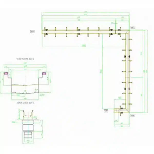 Caniveau de sol inox 6800 x 125 mm