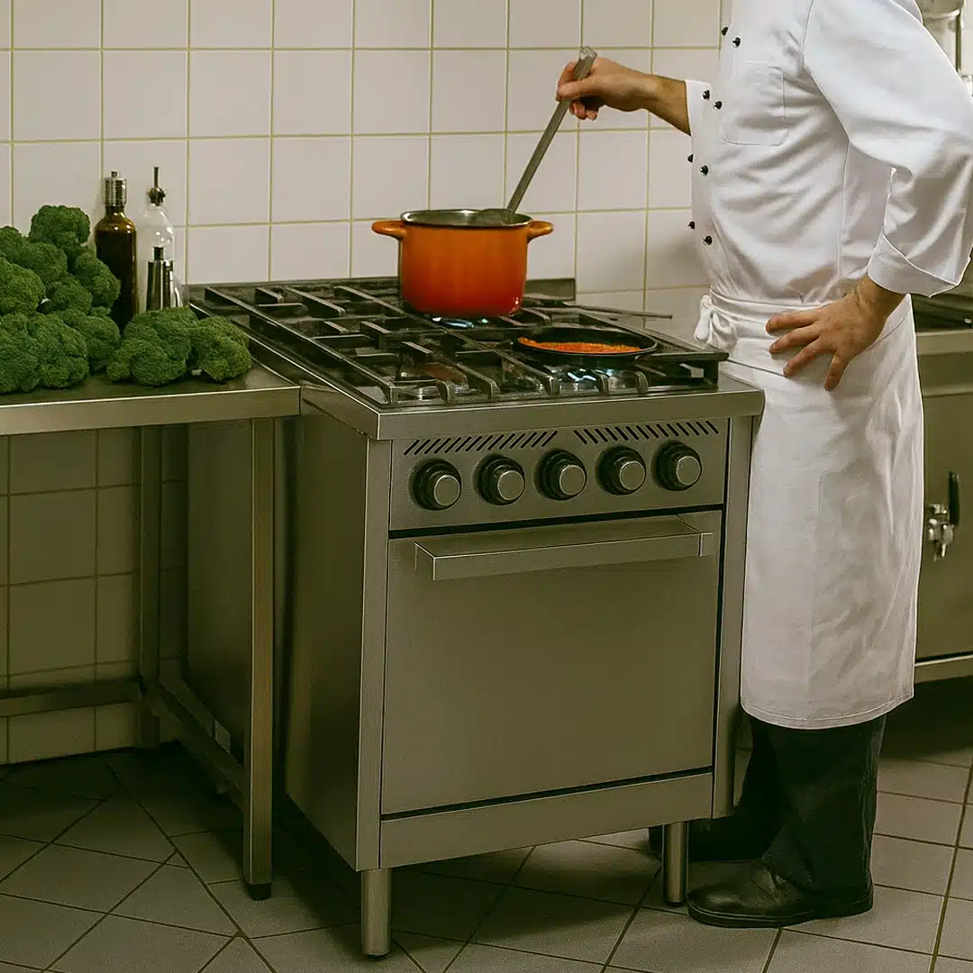 Fourneau à Gaz Basic 4 Feux Série 600 avec Four à Gaz GN 1/1