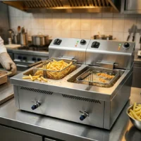 Friteuse Électrique Professionnelle Triphasée 15L + 15L