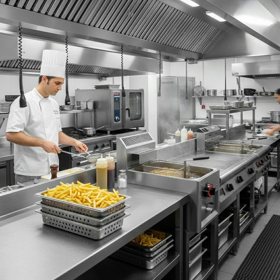 Friteuse à Gaz Gros Volume 8 L avec Vidange Simple