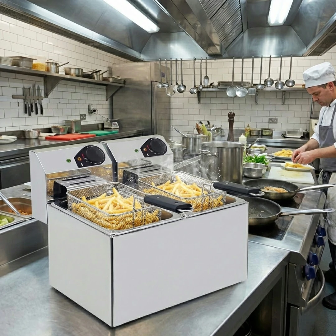 Friteuse de Table Électrique Professionnelle à 2 Paniers