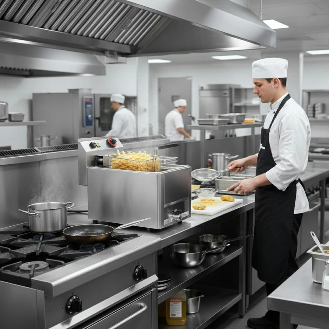 Friteuse de table électrique mono 230 V avec vidange simple 8 L