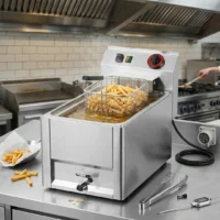 Friteuse de table électrique tri 400 V avec vidange simple 8 L