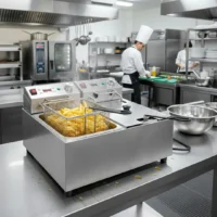 Friteuse double avec minuterie 2 x 2,8 kW capacité d'huile 2 x 5 L