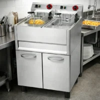 Friteuse électrique sur coffre double en inox 2 x 13 L