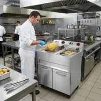 Friteuse électrique sur coffre double en inox 2 x 9 L